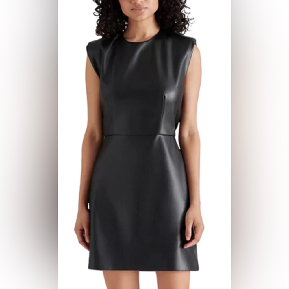 Steve Madden Black Faux Leather Midi Dress